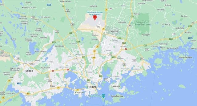 赫尔辛基的机场地图