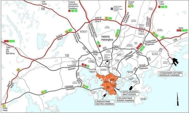 赫尔辛基道路地图