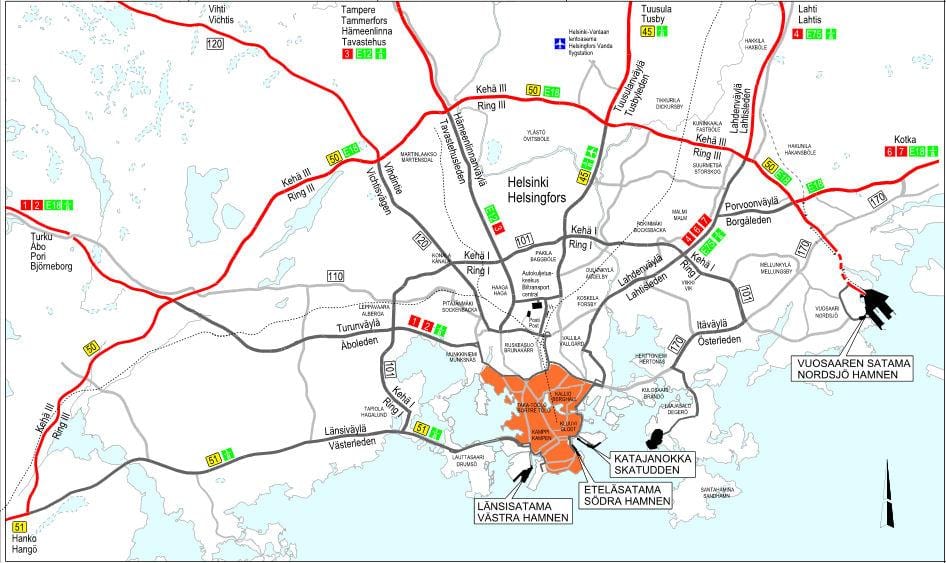赫尔辛基道路地图