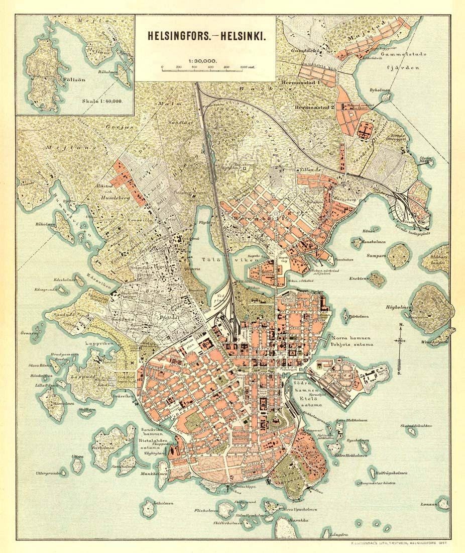 赫尔辛基古董地图