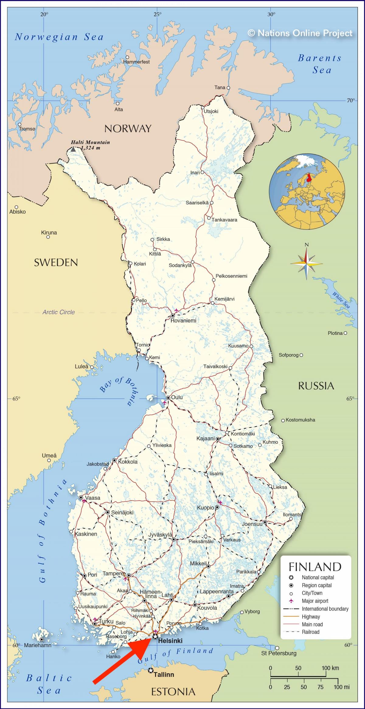赫尔辛基上的Uusimaa - Finland 地图