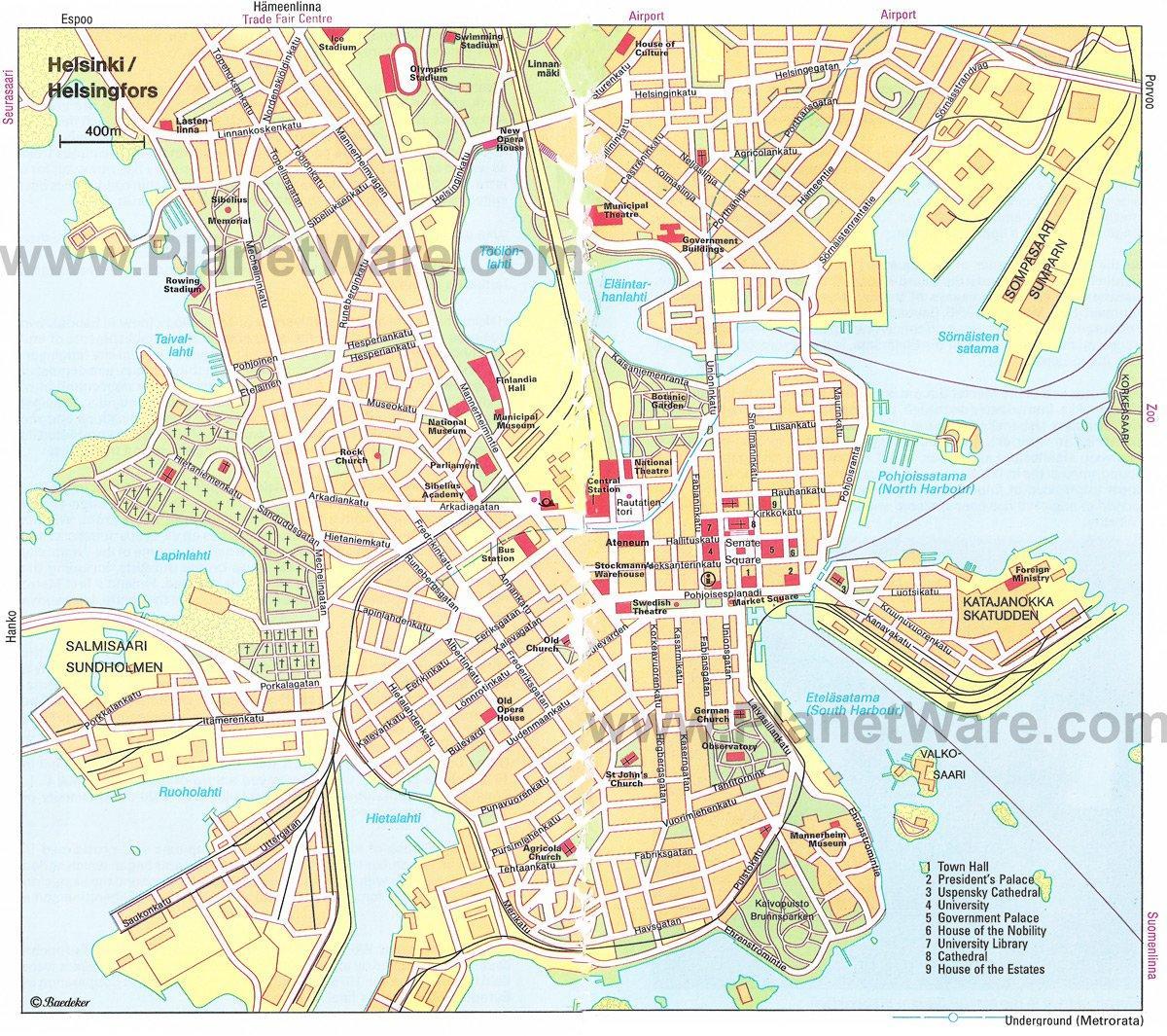 赫尔辛基步行游览地图